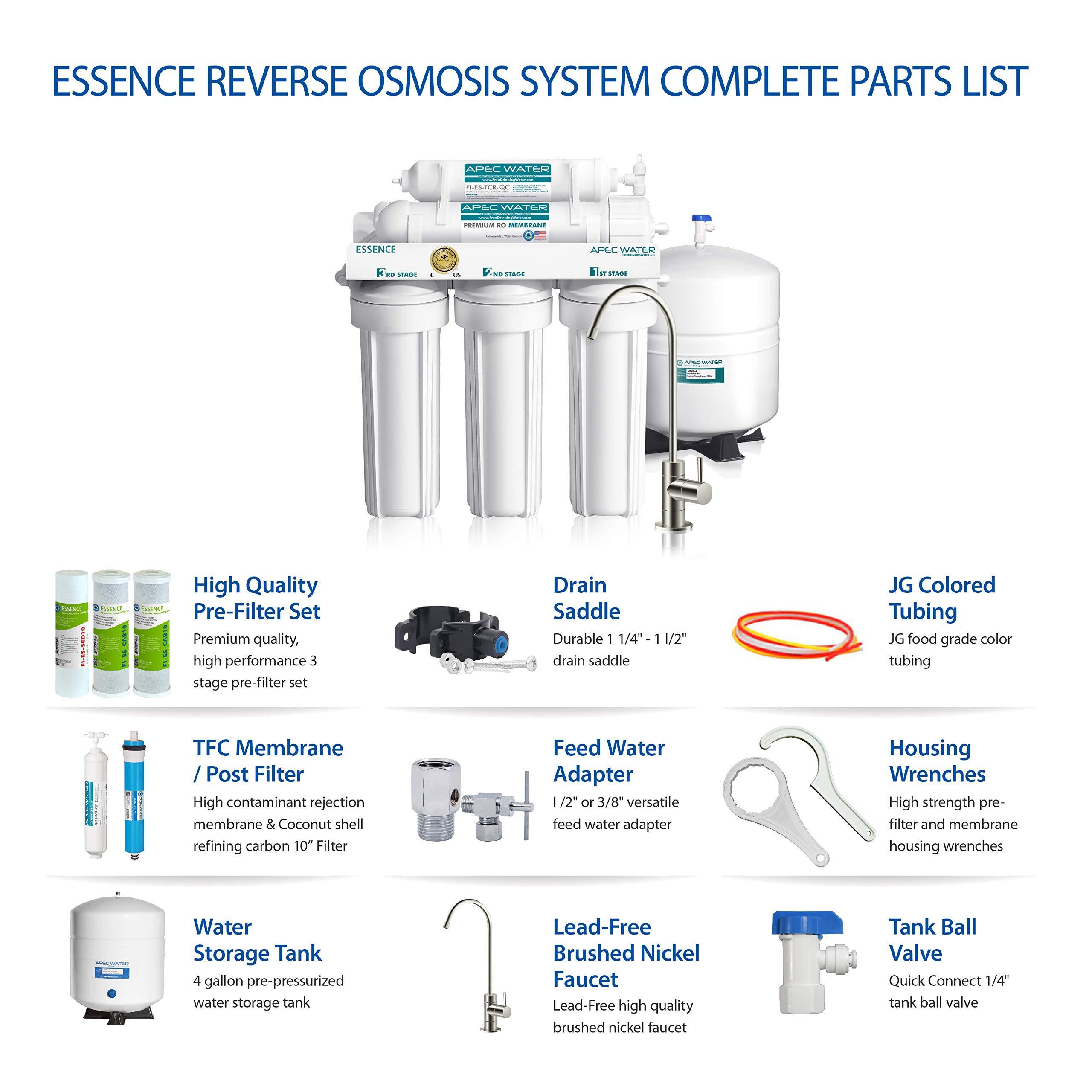 APEC Water Systems APEC Water Systems ROES-50 Essence Series Top Tier 5-Stage WQA Certified Ultra Safe Reverse Osmosis Drinking Water Filter System