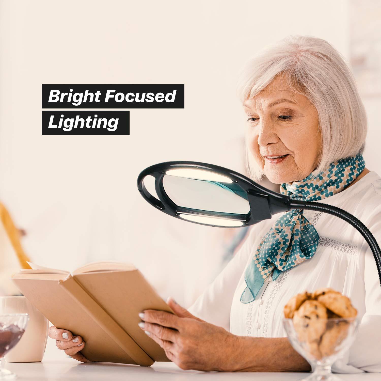 Brightech Brightech LightView Pro Magnifying Floor Lamp - Hands Free Magnifier with Bright LED Light for Reading - Work light With Flexible Gooseneck - Standing Mag Lamp