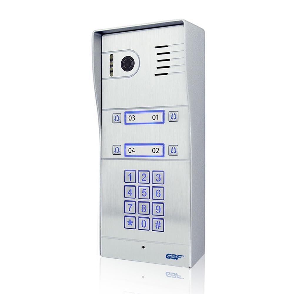 GBF GBF Smart Full IP Video Door Station/Smart Video Intercom System for 4 Unit Apartment (GBF-PL963PM4U-POE)- 1080P Camera, Built in POE, Control Two Locks remotely, Smart Keypad