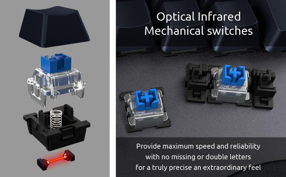 Truly Ergonomic Truly Ergonomic Cleave Keyboard - Tactile Optical Mechanical Switches Better Than Cherry MX, Natural Typing, Comfortable Palmrest, Backlight, Strong Aluminum Body, Best Split Keyboard, Windows/Mac