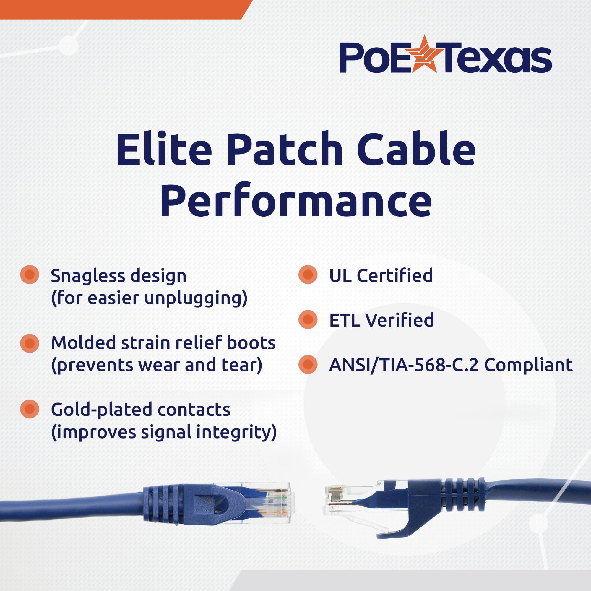 PoE Texas PoE Texas Cat 6 Ethernet Cable 7 Ft - 10 Pack - Snagless Patch Cable - 10 Gigabit High Speed 24AWG Network Cable - Cat6 Ethernet Cable Cat 6 Cable - Cat 6 Internet Cable Ethernet Cord (Blue, 7 Feet)