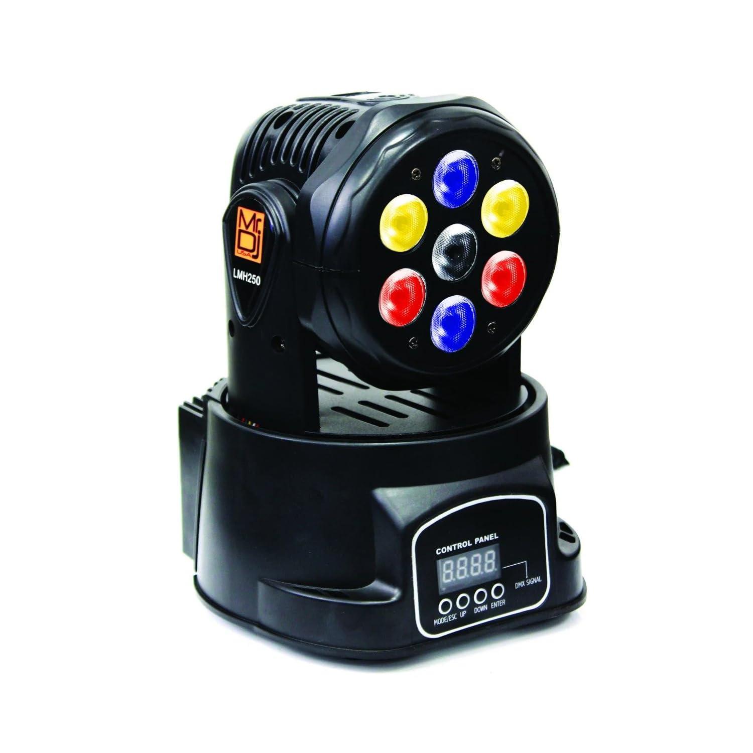 Mr. Dj MR DJ USA FLAME4200 10\" X 2 Rechargeable Portable Bluetooth Karaoke Speaker with Party Flame Lights Microphone TWS USB FM Radio + 7-LED Moving Head DJ Light