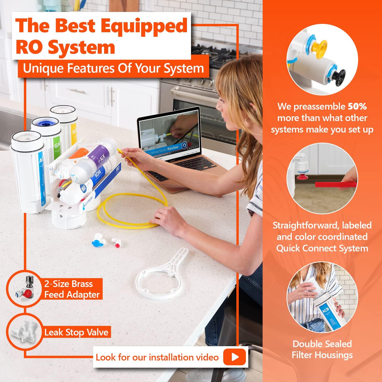 EXPRESS WATER Express Water Reverse Osmosis Water Filter System, Multi-Stage Filtration, BPA Free