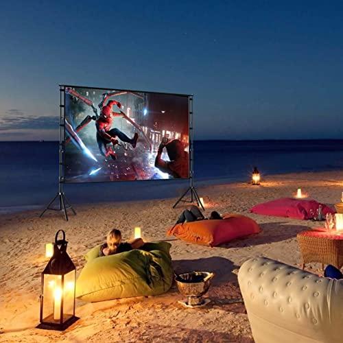 TOWOND Projector Screen and Stand,Towond 120 inch Outdoor Projection Screen, Portable 16:9 4K HD Rear Front Movie Screen with Carry Bag Wrinkle-Free Design for Home Theater Backyard Cinema
