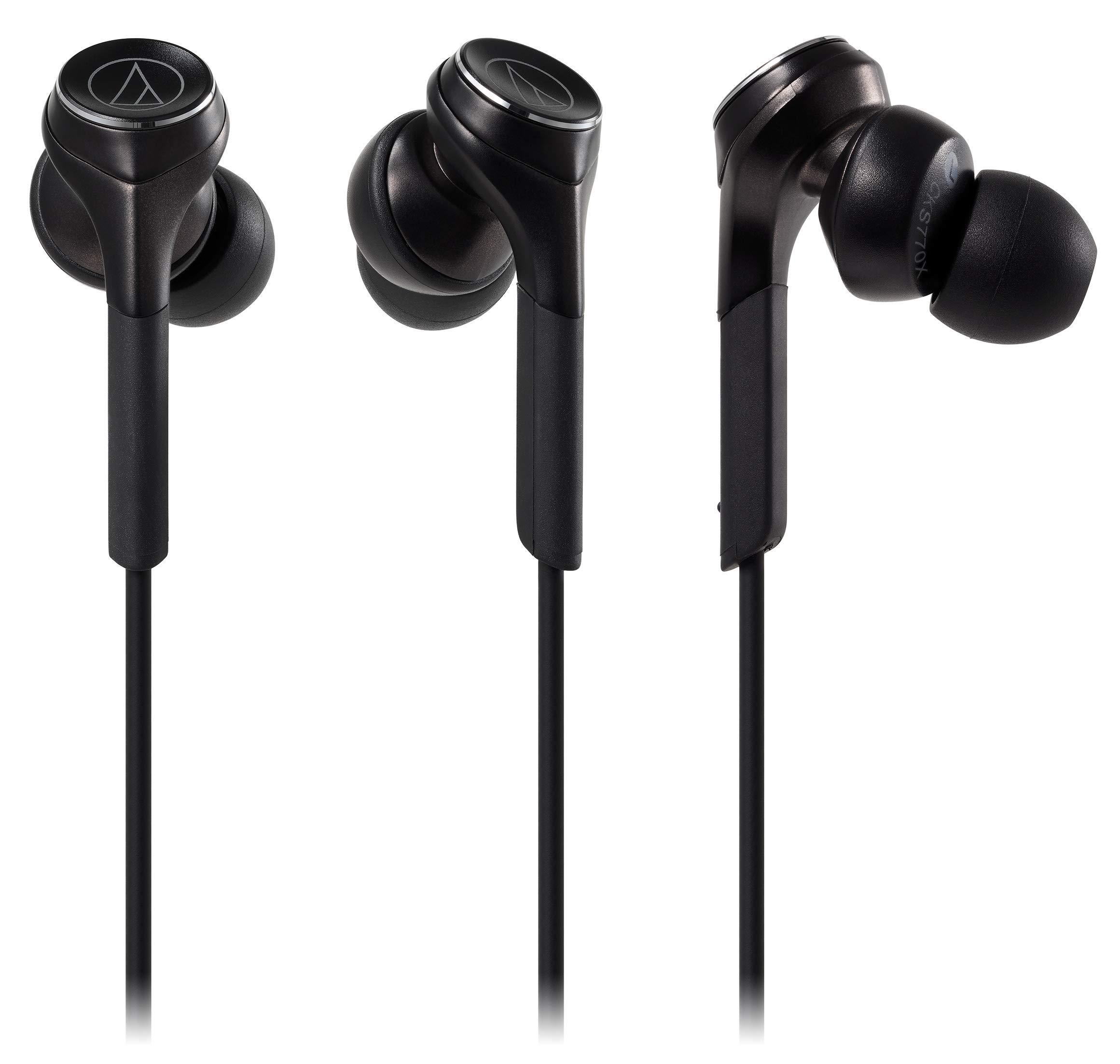 Audio-Technica Audio Technica Solid BASS in-Ear Earphones, Wired, Deep Bass, Supports High Resolution Sound Sources, Black ATH-CKS770X BK
