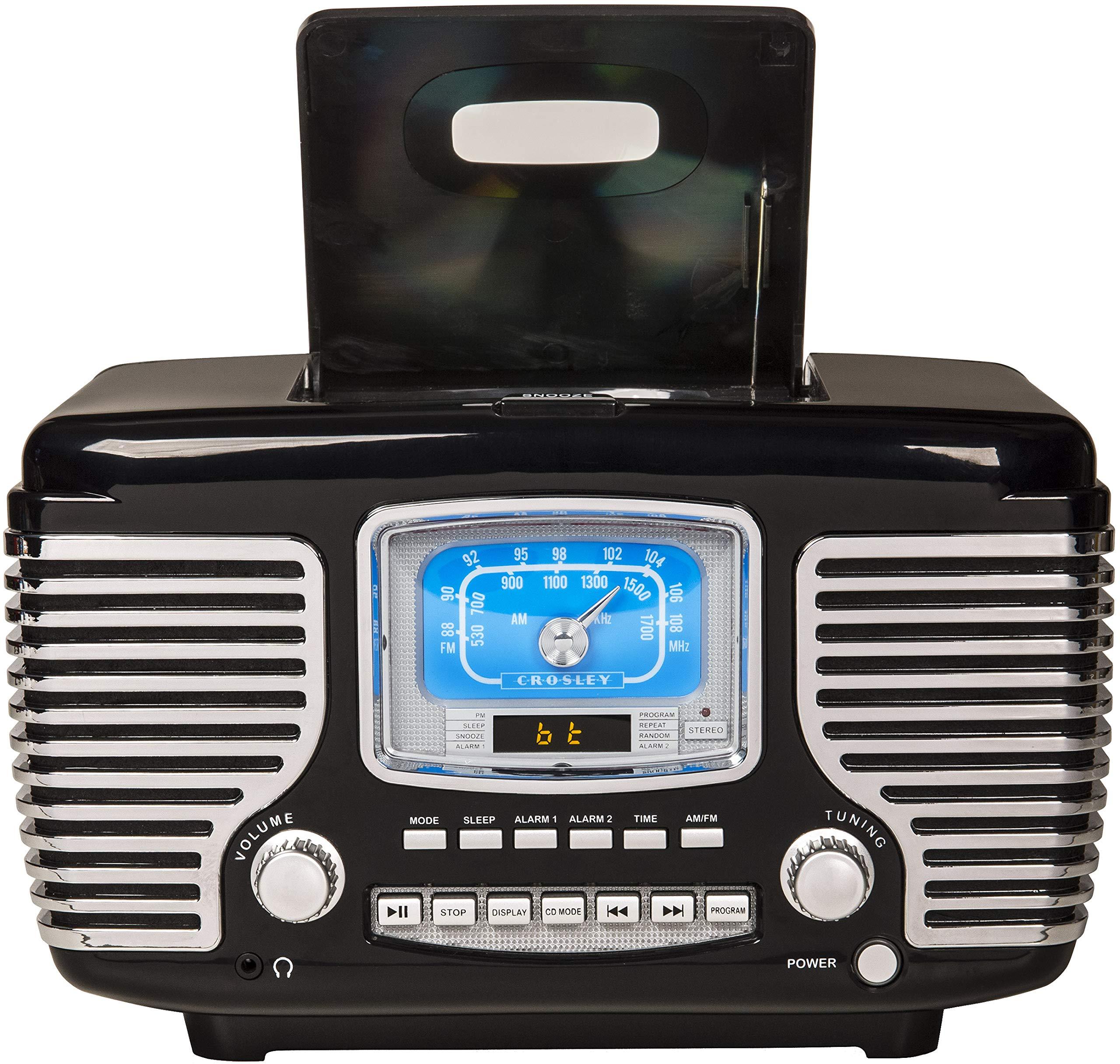 Crosley Crosley CR612B-BK Corsair Tabletop AM/FM Bluetooth Radio with CD Player and Dual Alarm Clock, Black
