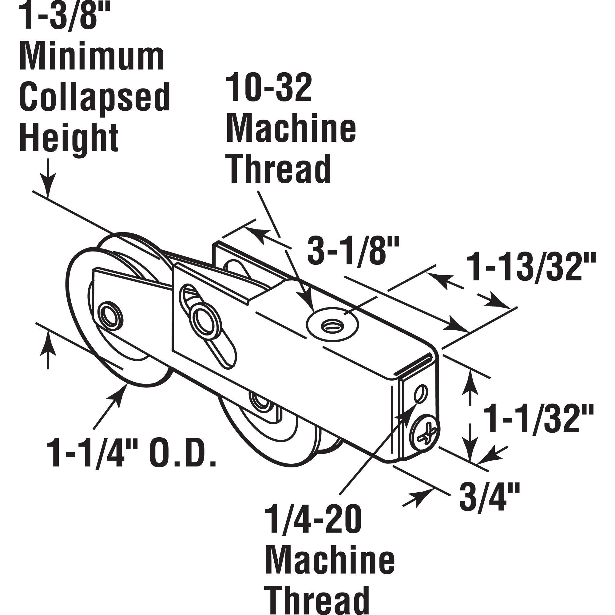 PRIME-LINE Prime-Line D 1986 1-1/4 In. Steel Ball Bearing Sliding Door Tandem Roller Assembly (Single Pack)