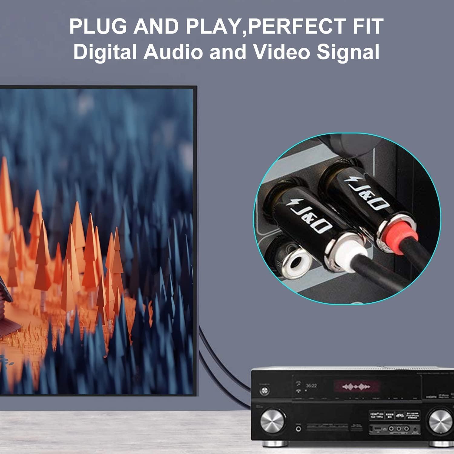 J&D J&D Dual 1/4" TS to 2RCA Cable Bundle with RCA to 3.5mm Adapter Cable, 6 Feet