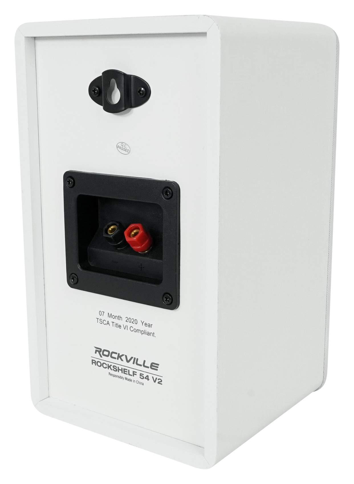 Rockville Rockville Pair RockShelf 54W White 5.25" Home Bookshelf Speakers w/37 Stands