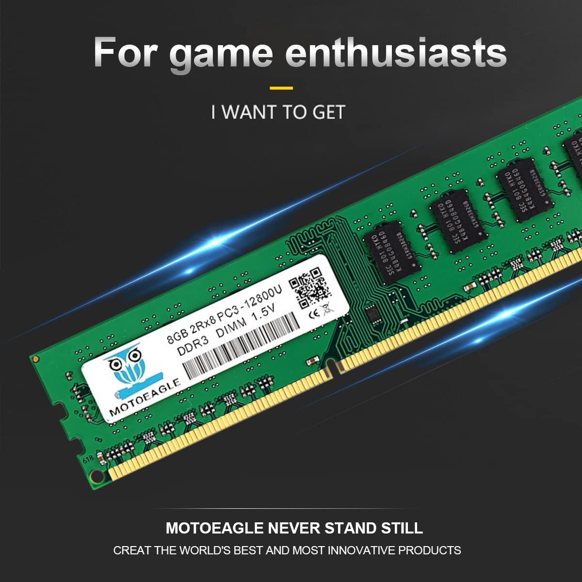 MOTOEAGLE DDR3 RAM 32GB 32GB (4X8GB) PC3-12800U DDR3-1600 UDIMM 2Rx8 DIMM RAM DDR3 8GB 1600MHz SDRAM 240-Pin 1.5V CL11 Non-ECC Desktop PC Memory Kit