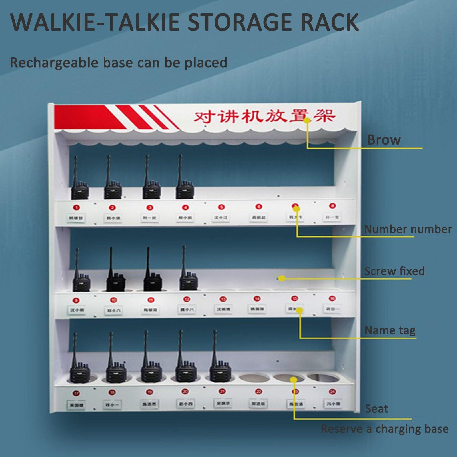 FUDUOSHUNYI FUDUOSHUNYI Universal Walkie Talkie Holder Radio Case, Wall Mounted Radio Microphone Organizer Hanger, Handheld Radio Holder Multi Grids Tool Storage Cabinet