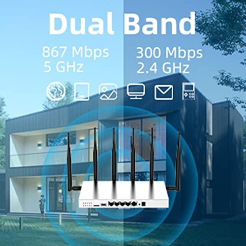 Wiflyer Wiflyer WG3526 4G LTE Router | AC1200Mbps Dual Band CAT4 Wireless Router with Metal Case and Detachable 6×5dBi Antennas| Gigabit Ethernet with TF Card Slot & USB3.0 Port & SIM Card Slot