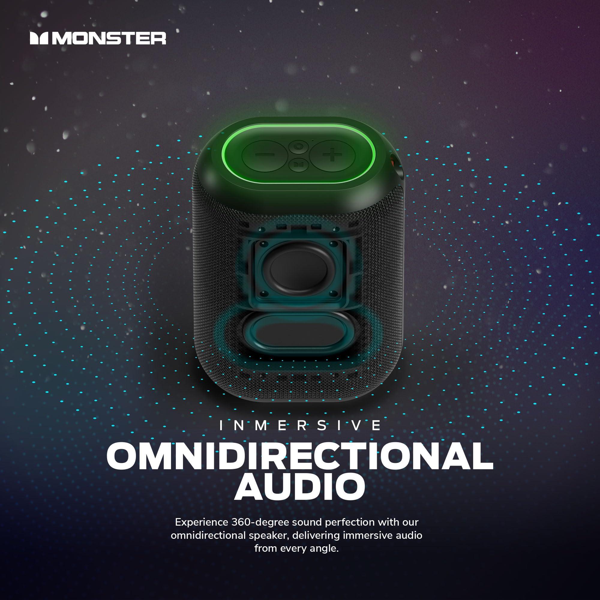 Monster Monster DNA One Portable Bluetooth Speaker, Loud Speaker with 360 Bass Sound and 10W Wireless Charging Pad, IP67 Waterproof- Indoor and Outdoor Use