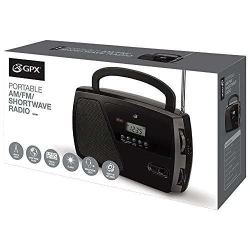 GPX GPX, Inc. R633B Portable Shortwave AM/FM Clock Radio (Black)
