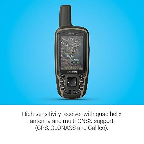 Garmin Garmin 010-02258-10 GPSMAP 64sx, Handheld GPS with Altimeter and Compass, Preloaded With TopoActive Maps, Black/Tan