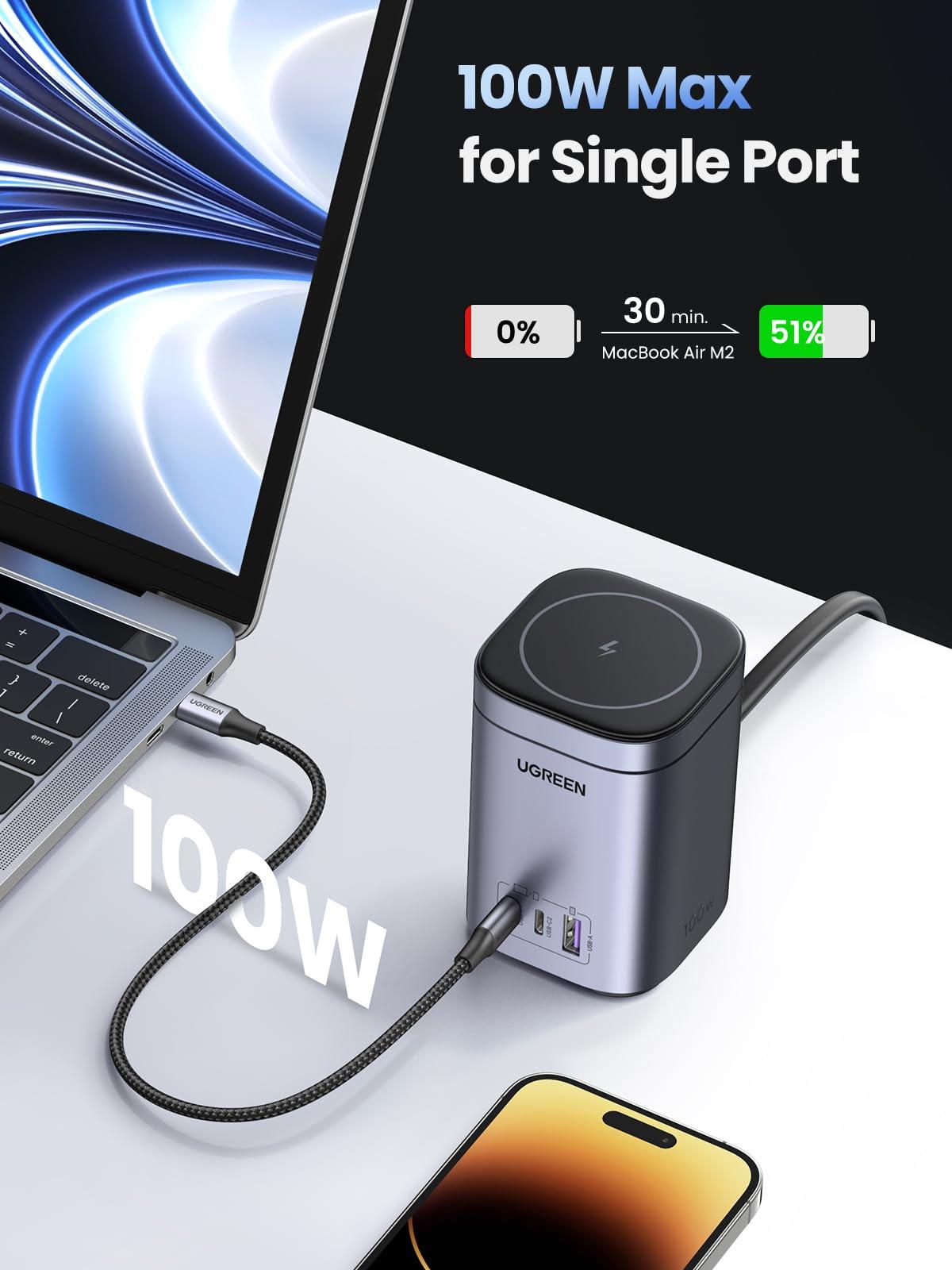 UGREEN UGREEN 100W USB C Charger 4-Port Bundle with UGREEN MagSafe Charger Stand for MacBook Pro/Air, iPad Pro, iPhone 15 Pro, Galaxy S24 Ultra