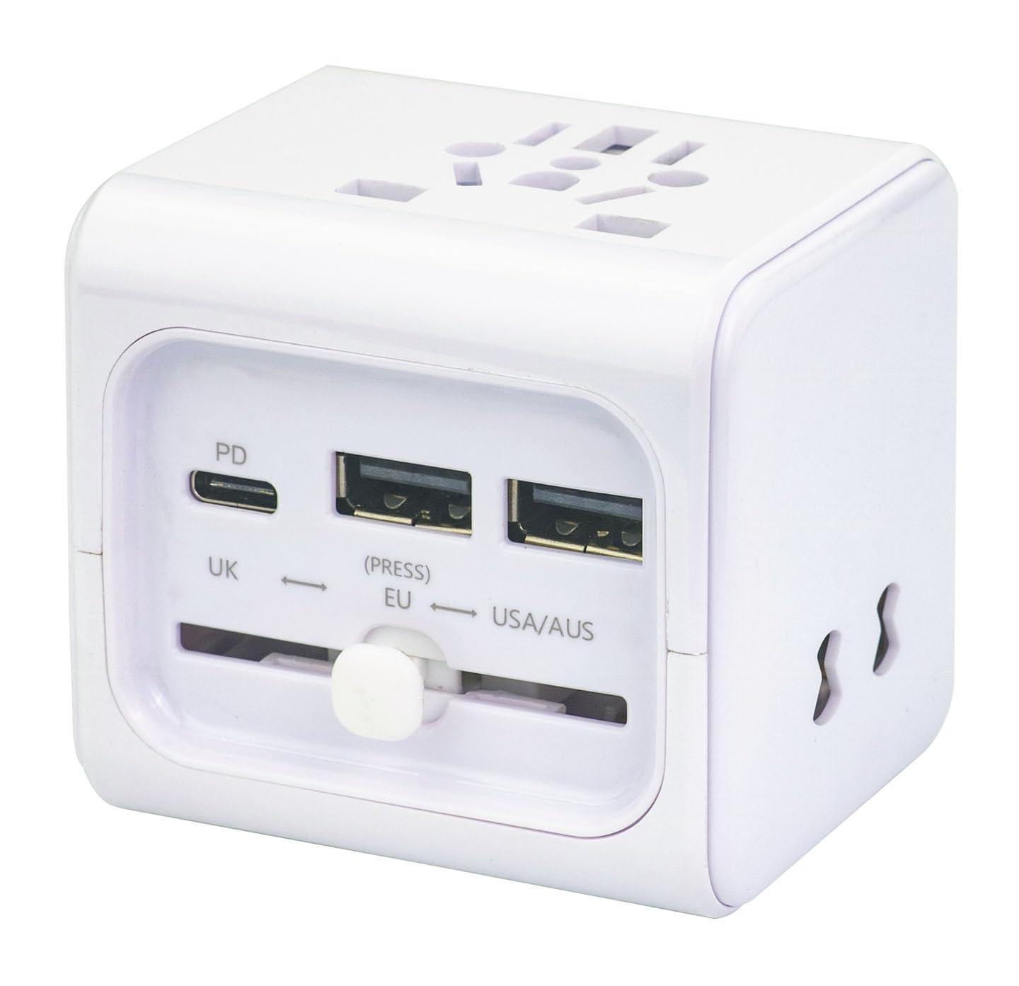 QVS Qvs PA-C5 Priumum World Travel Pwr Adapt Adap W/ Usb-c & Dual-usb Charger Ports