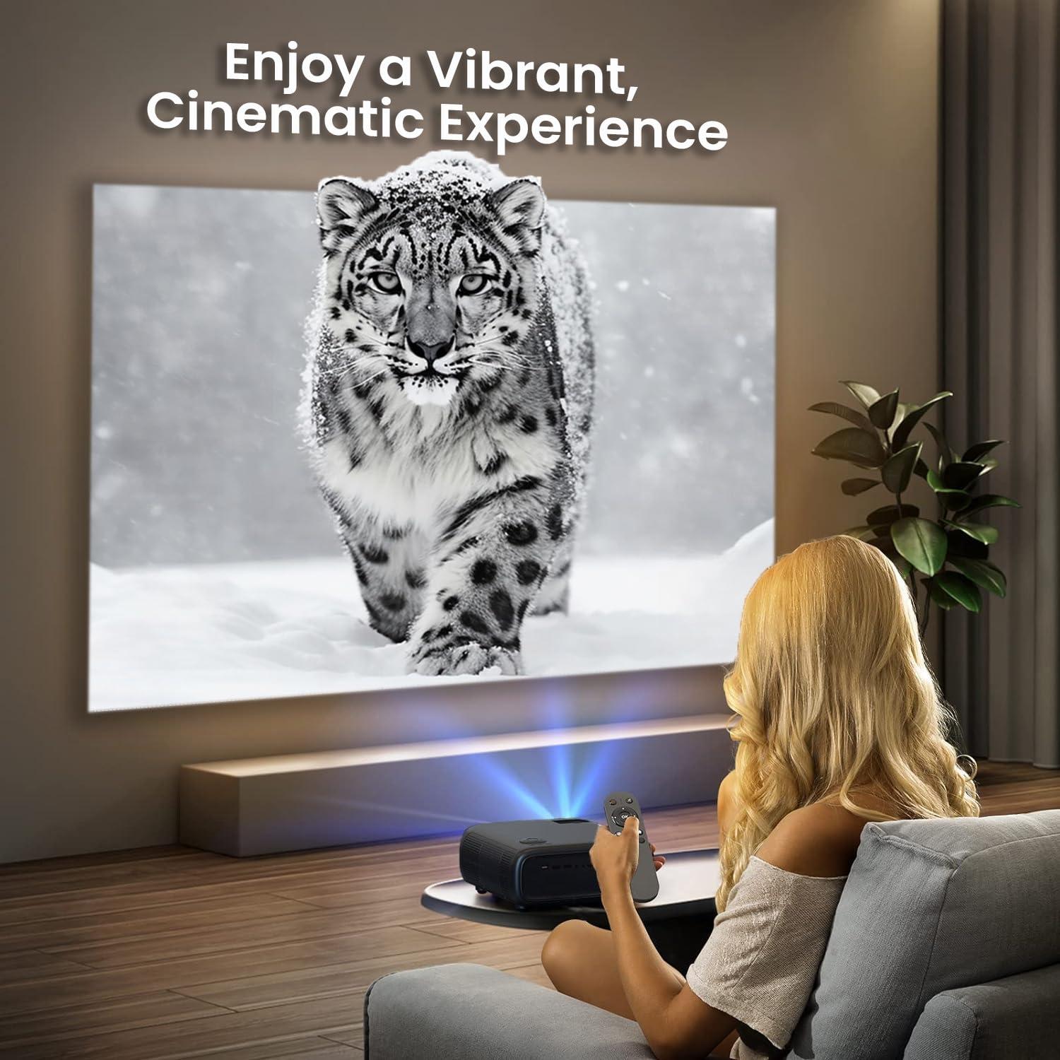 ONN Onn. HD 1080p LCD Home Theater Projector, Streaming Ready, 6' HDMI Cable, 5 Watt Speaker, Remote, 32" - 210" image size, Supports HDMI/USB/MicroSD/AV, Indoor & outdoor use - 100096801 (Renewed)