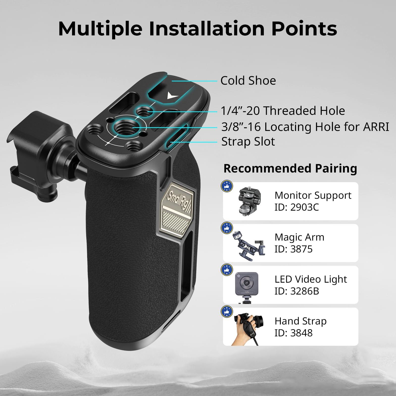 SMALLRIG SMALLRIG ZV-E10 Cage with Silicone Handle for Sony ZV-E10 and Rotatable NATO Side Handle, 360 Rotatable, Multiple Mounting Points