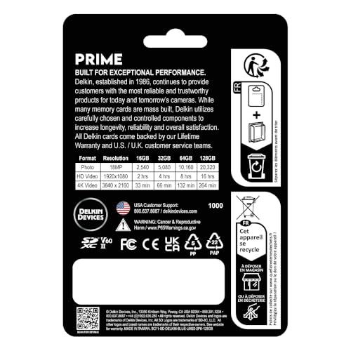 Delkin Devices Delkin Devices Prime 128GB 2PK SDXC UHS-II (U3/V60) Memory Cards High Endurance for 8K, 4K, Full HD, and RAW Burst | Compatible with DSLR and Digital Cameras