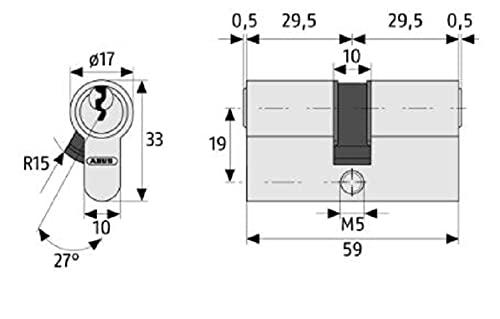 Abus ABUS Door Cylinder Type C73N, 49934 - Nickel Plated, Modern Style, Key Lock, Door Cylinders