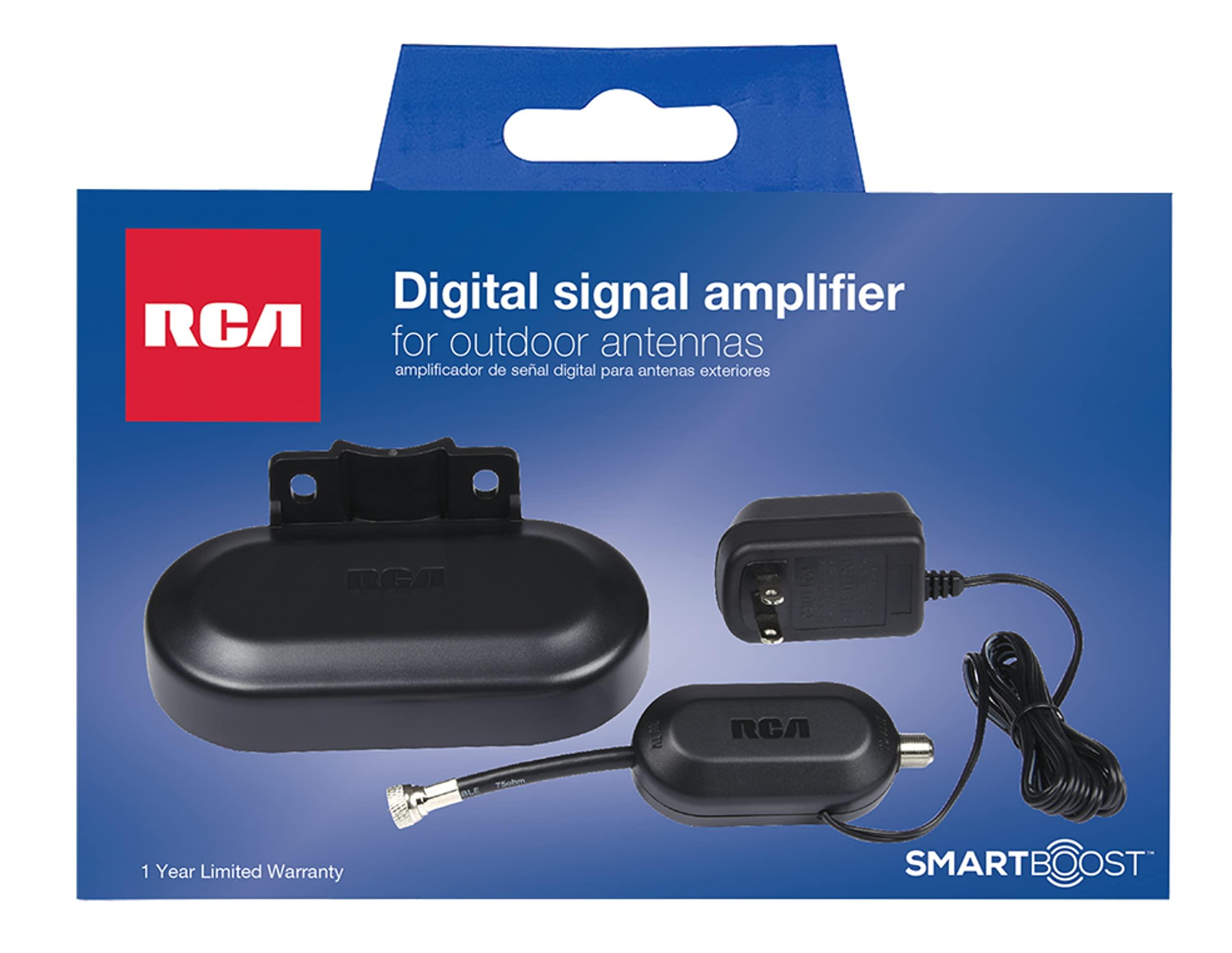 RCA RCA Digital Signal Amplifier for Outdoor Antennas Extremely Low Noise, UHF/VHF Amplification, Easy Install with Indoor Power Injector, Supports All TVs and Passive Outdoor TV Antennas (AMP2450E)