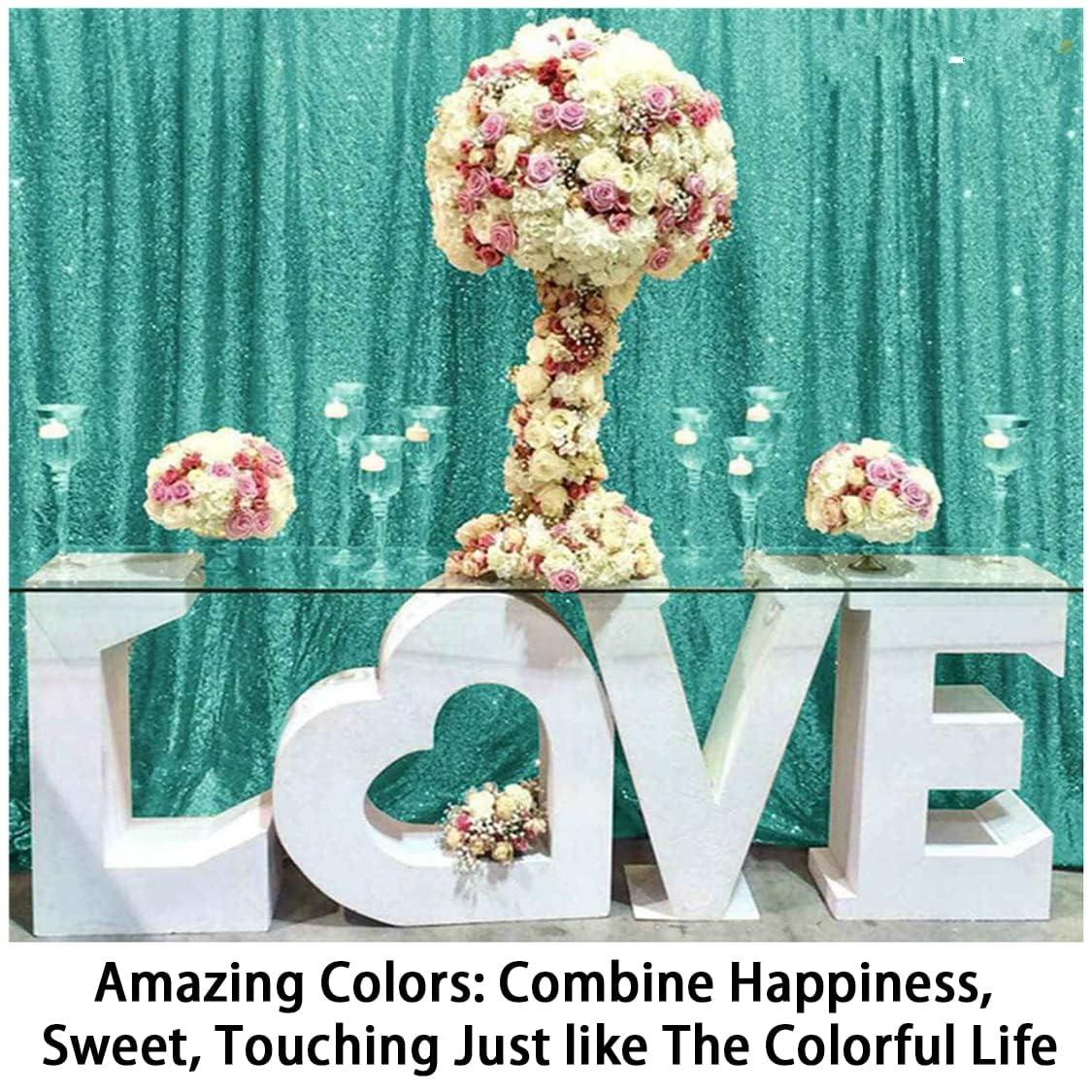 ShinyBeauty ShinyBeauty Sequin Backdrop 4x10ft Teal Sequin Curtains 2 Panels Wedding Drapes Glitter Backdrop Curtains for Parties Photography Background (4FTx10FTx2PC, Teal)