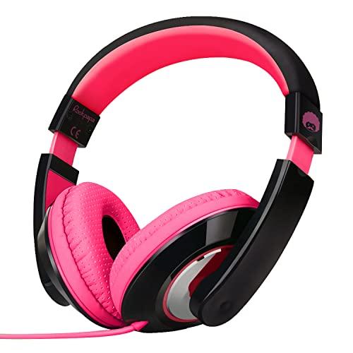rockpapa rockpapa Comfort Kids Headphones for School, Lightweight Childrens Boys Girls Teens Over-Ear Headphones Wired 3.5mm for CD DVD Player Tablet Phone Travel Black/Pink