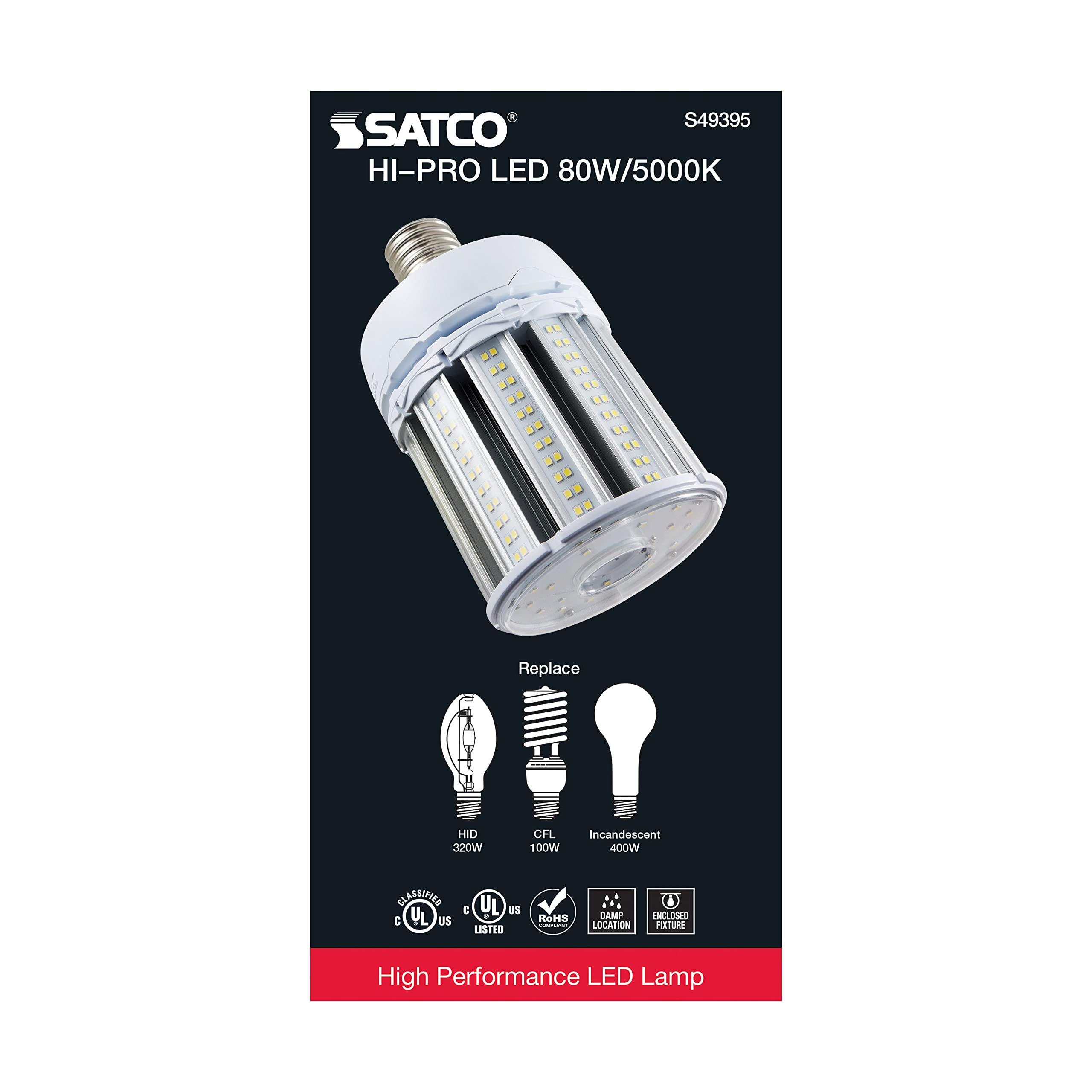 Satco Satco S49395 LED B11 Light Bulb, 80W, 11040L, 5000K, 35000 Hour Rating, Natural Light