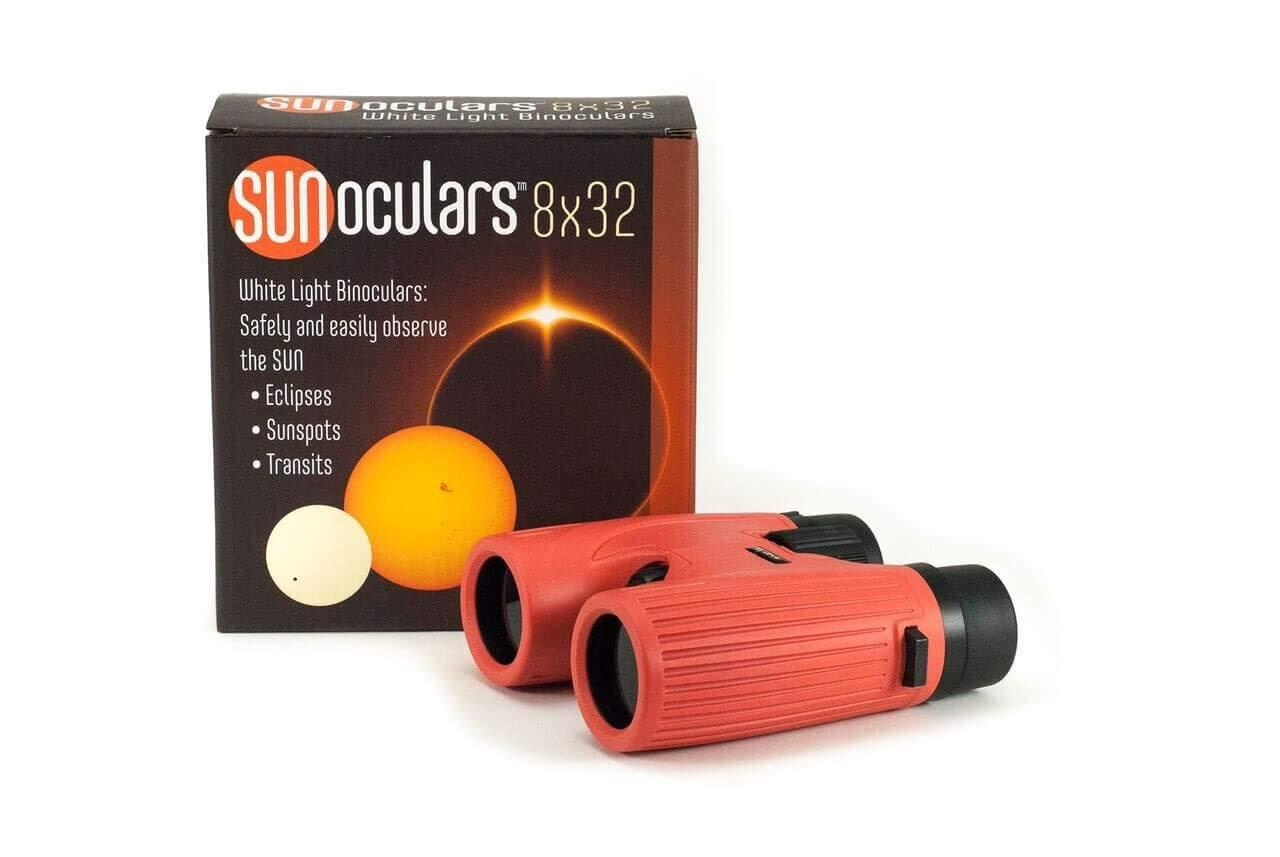 Lunt Solar Systems LUNT SOLAR SYSTEMS - Red 8x32 Magnification Sunoculars, Compact & Portable White Light Solar Binoculars for Teens & Adults, Safe Solar Viewing, Observing Sunspots, Eclipses, and Planetary Transits