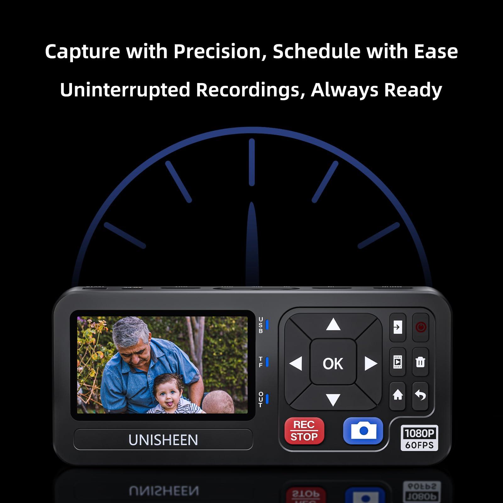 UNISHEEN UNISHEEN 4K Capture Box-1080P 60FPS Video to Digital Converter 4K HDMI/CVBS/VGA/YPBPR Inputs Video Recorder Capture from VCR, DVD, VHS Tapes, Hi8, Camcorders, Gaming Systems