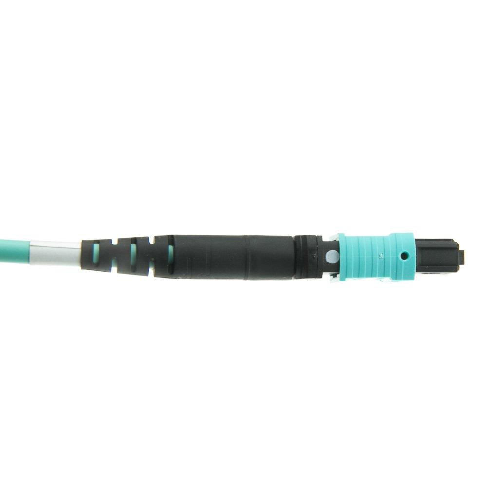 CableWholesale High-Speed 40/100 Gb OM4 Type-B MTP 12-Strand Fiber Optic Cable, Plenum Rated - Aqua Blue, 26.4 FT (8 Meter)