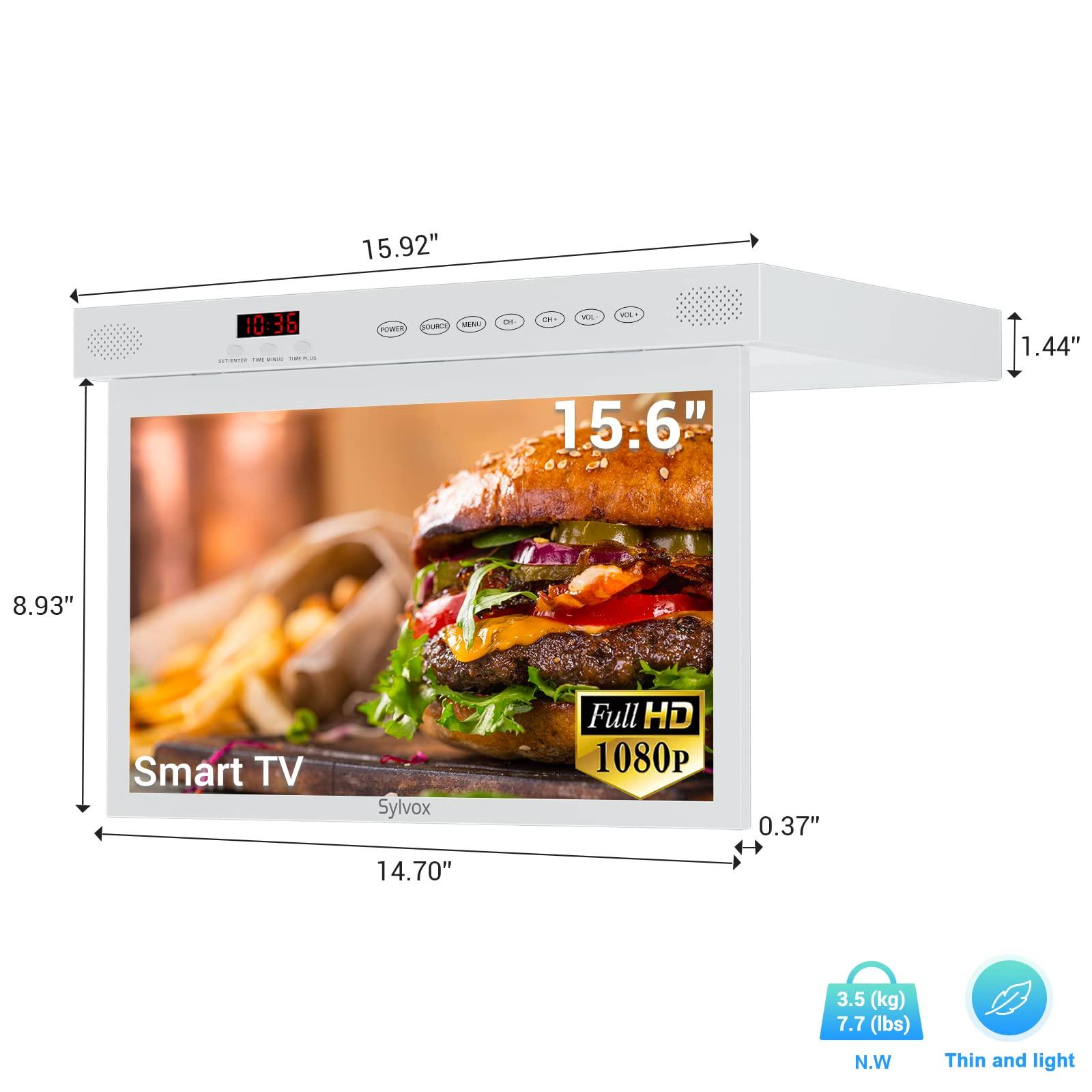 SYLVOX SYLVOX Kitchen TV,15.6 inch Under Cabinet TV, Televison for Kitchen, Smart TV Built-in APP Store, Support WiFi Bluetooth, 1080P Small TV for RV Camper, Bedroom, Boat