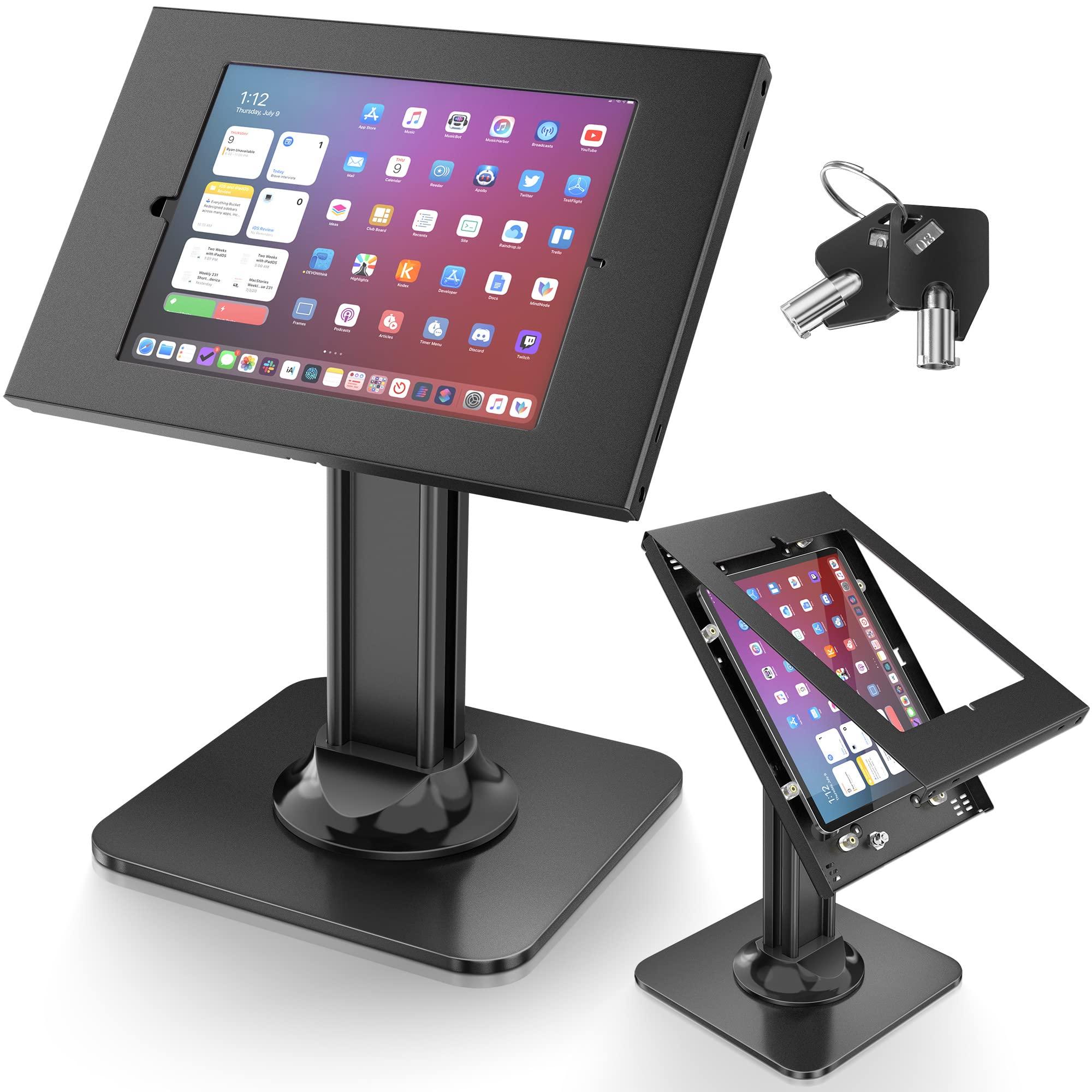 AboveTEK AboveTEK Anti-Theft iPad Kiosk Stand POS iPad Security Stand & Locking Tablet Stand Heavy Duty Base, 360 Swivel, 75 Tilt Bracket Retail Business for iPad/iPad Air/iPad Pro (Black)