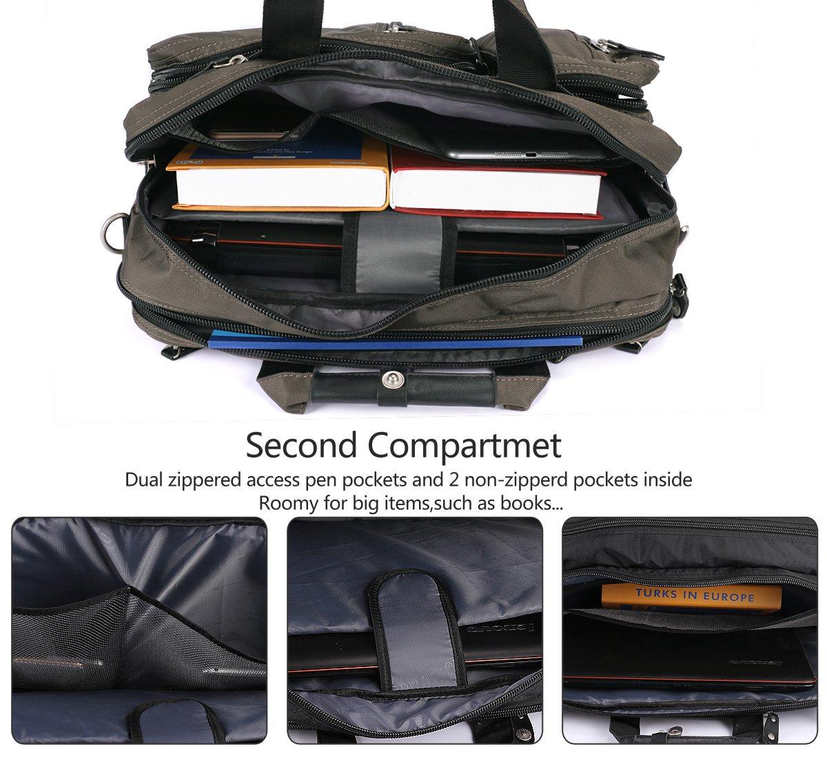FREEBIZ FREEBIZ 18.4 Inches Laptop Bag Multi-function Briefcase Backpack with Handle and Shoulder Strap Fits Up To 19 Inch Laptops Notebook Computer (Army Green)
