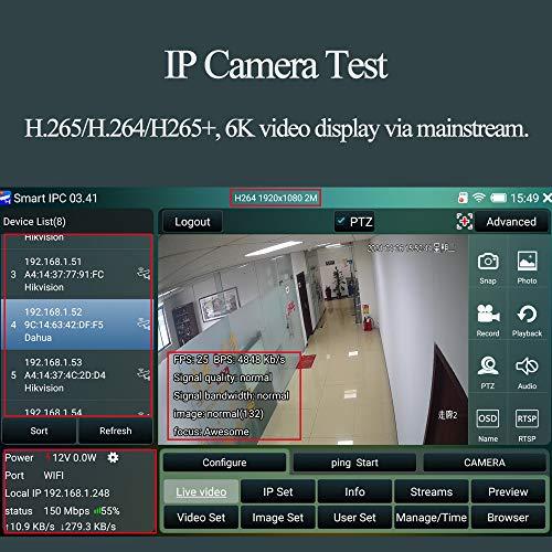 YEERAM Portable 7 Inch CCTV Tester-Support up to 6K IP Camera Test- AHD, TVI, CVI & CVBS Analog Camera Test-RJ45 Cable TDR Tester with PoE/IP Discovery/HDMI in & Out/Built in WiFi/PTZ