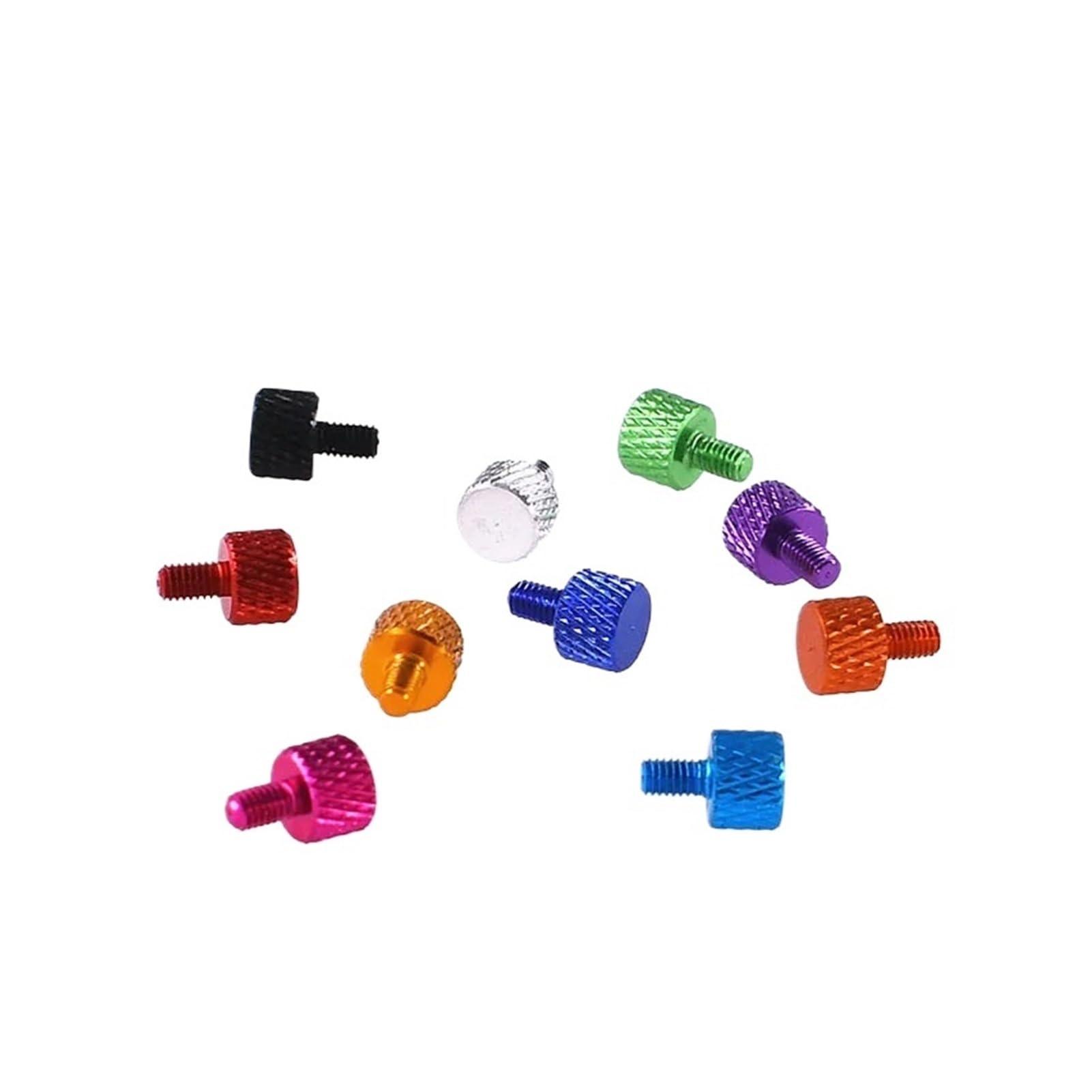 OLLWBYDM 1Pcs -20Pcs M3x4mm/5mm Colourful Aluminum Knurled Head Computer Case Screw Hand Tighten Thumb Screws (Color : Orange, Size : M3x5mm 5PCS)