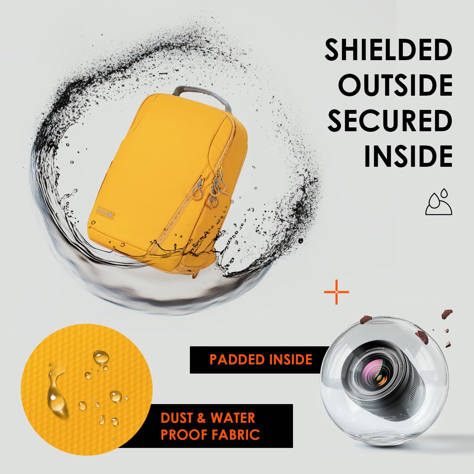 TARION TARION Camera Backpack Waterproof Bag - DSLR Camera Bag with 14in Laptop Compartment Rain Cover, Professional Travel Photography Backpack for Photographers, SLR, Camera Lens, TR-L, Yellow