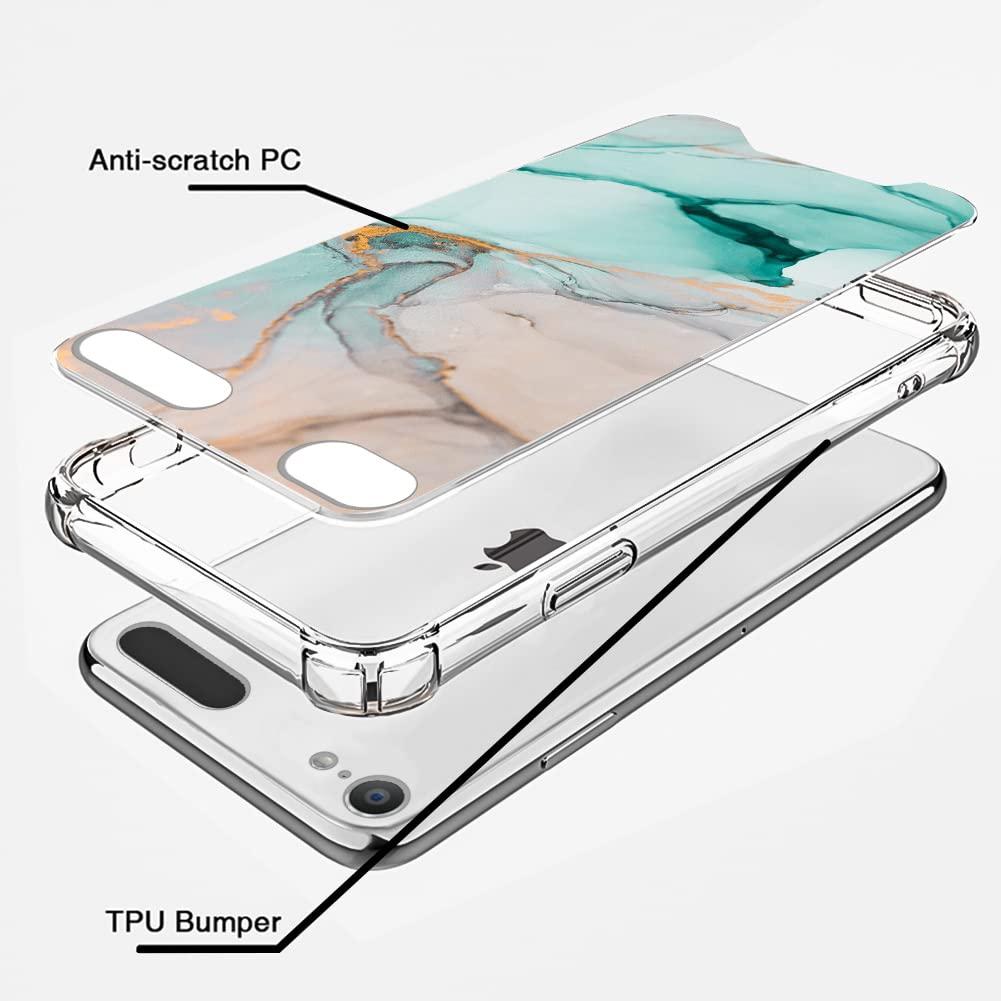 KANGHAR KANGHAR iPod Touch 7/6/5 Case, Marble Pattern with Screen Protector,Kickstand Ring Holder Soft TPU Bumper Shockproof Cover for iPod Touch 5th/6th/7th Generation