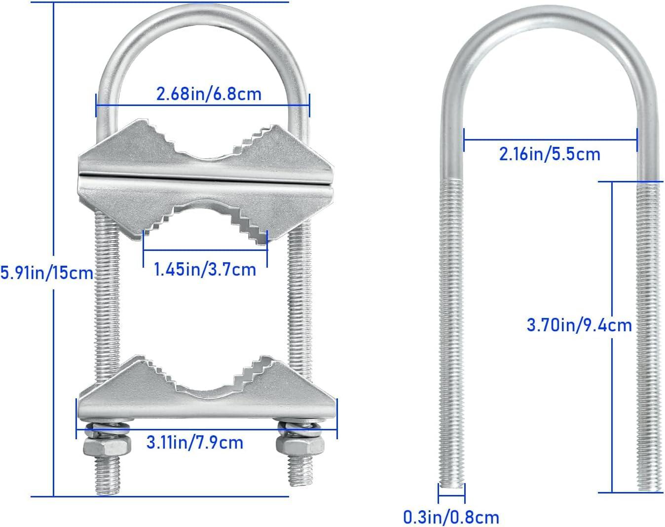 MOOKEERF MOOKEERF Double Antenna Mast Clamp - 6 PCS Antenna Pole Mount Bracket V Jaw Block with U Bolts,Heavy Duty Mast to Mast Mount Bracket Kit for Outside Home Antenna