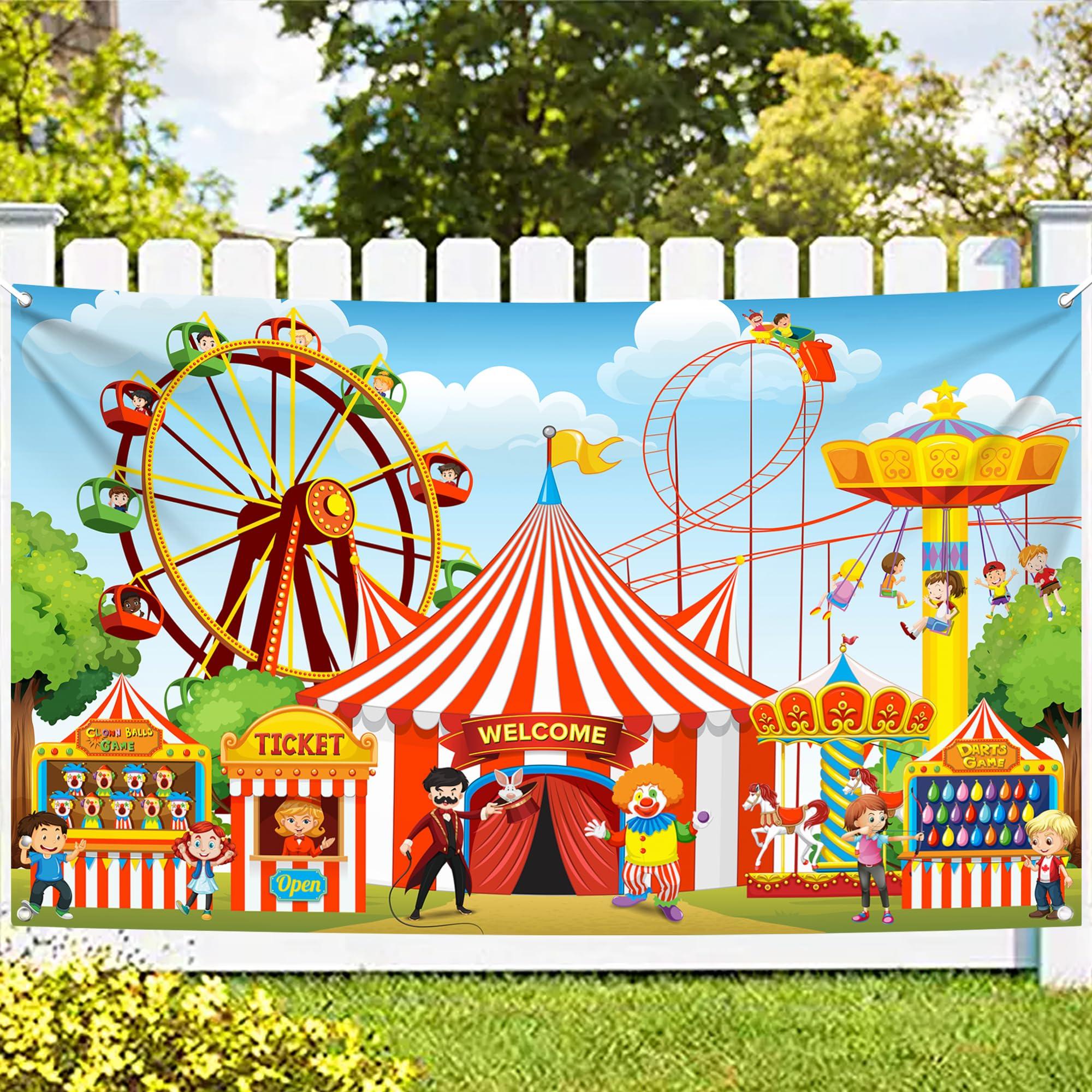 KatchOn KatchOn, XtraLarge Carnival Backdrop - 72x44 Inch, Welcome Banner - Carnival, Circus Party Decorations