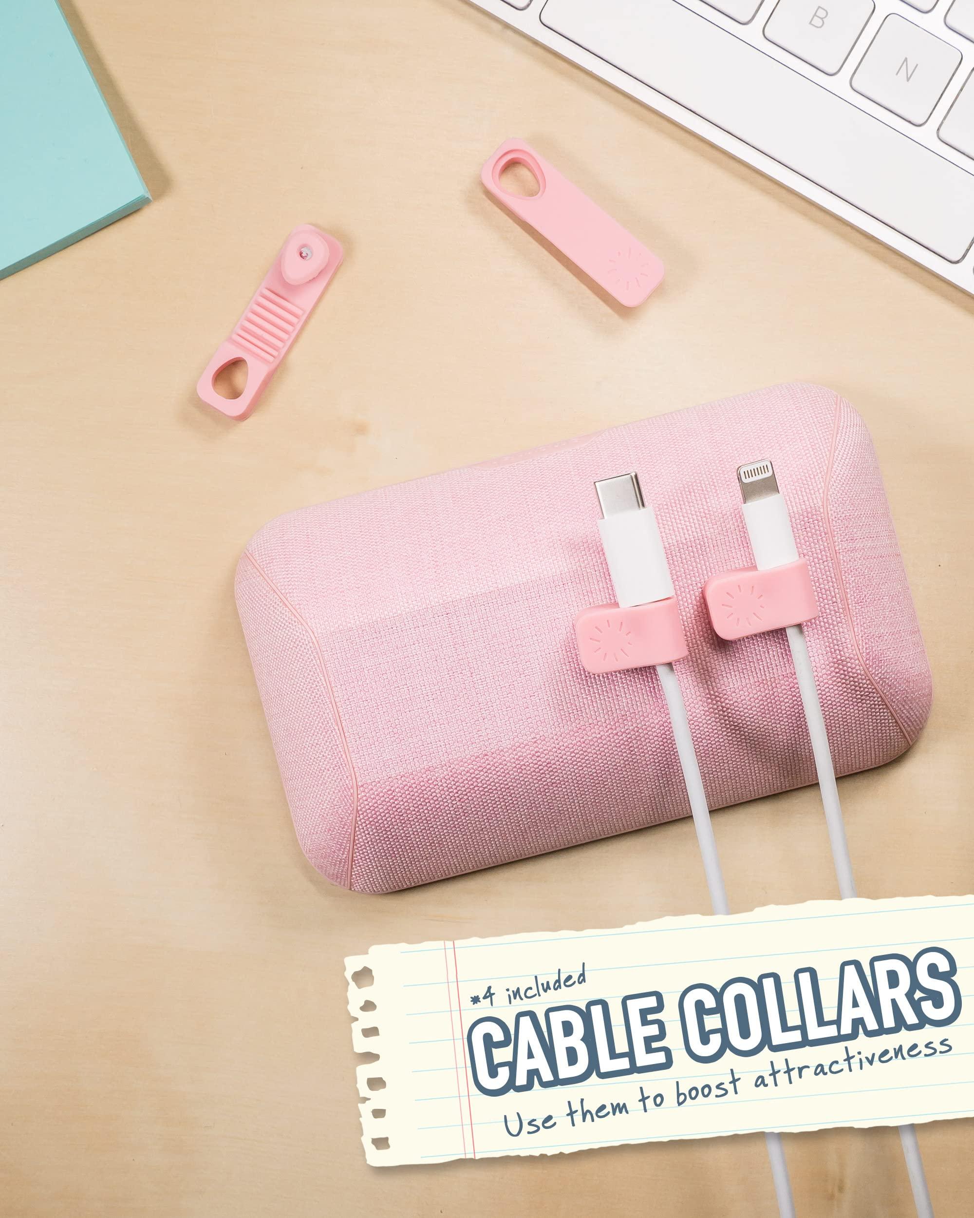 Smartish Smartish Magnetic Cord Holder - Bigger Cable Wrangler Organizer with Magnet Clips for Charger Management on Desktop, Nightstand, or Side Table - Holds 6+ Cables - I'm Blushing