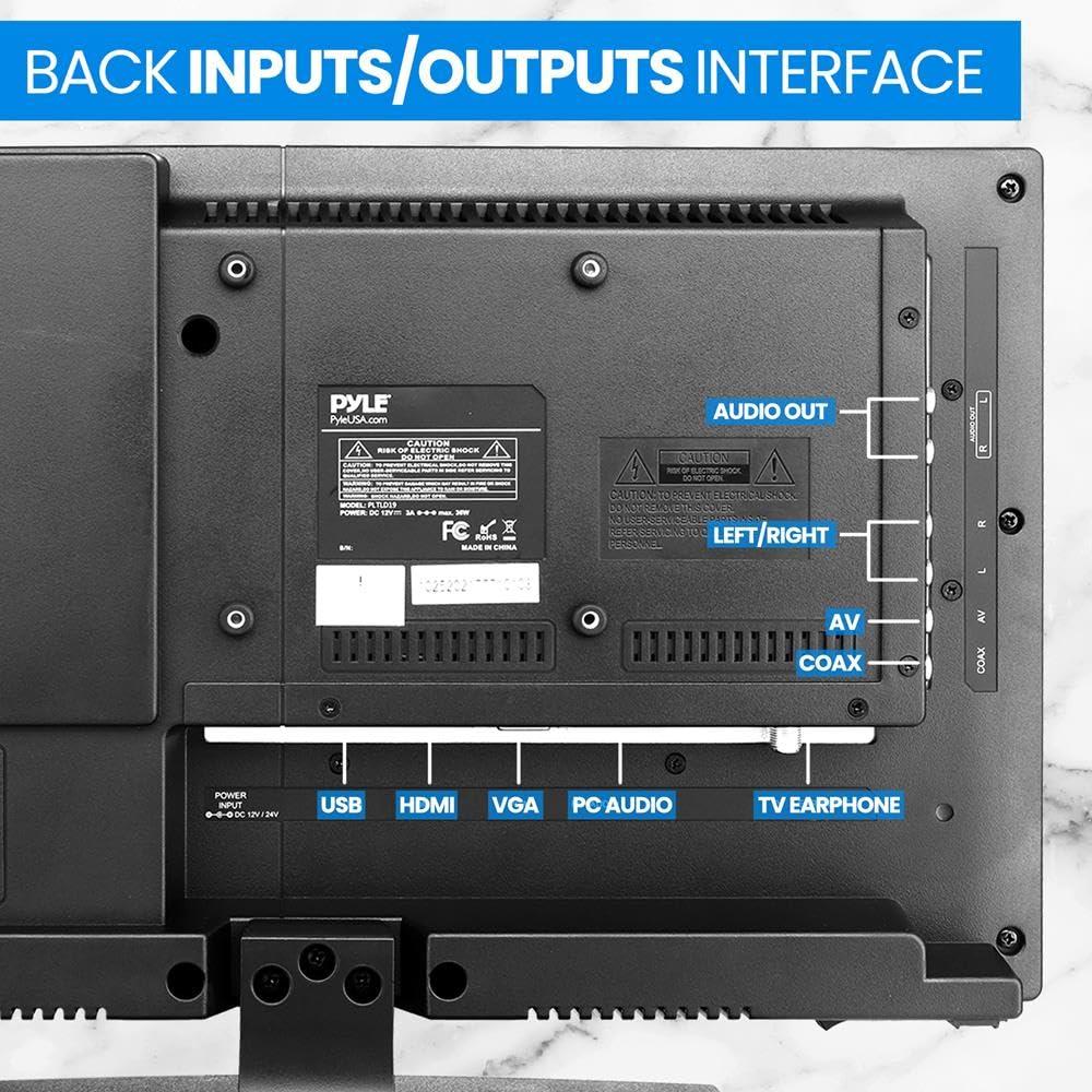 Pyle Pyle 21.5 Inch 1080p LED RV Television - Slim Flat Screen Monitor FHD Small TV w/HDMI, RCA, Multimedia Disk/DVD Combo, 12/24 Volt Car Adapter, Wall Mount, Works w/Mac PC, Includes Remote Control