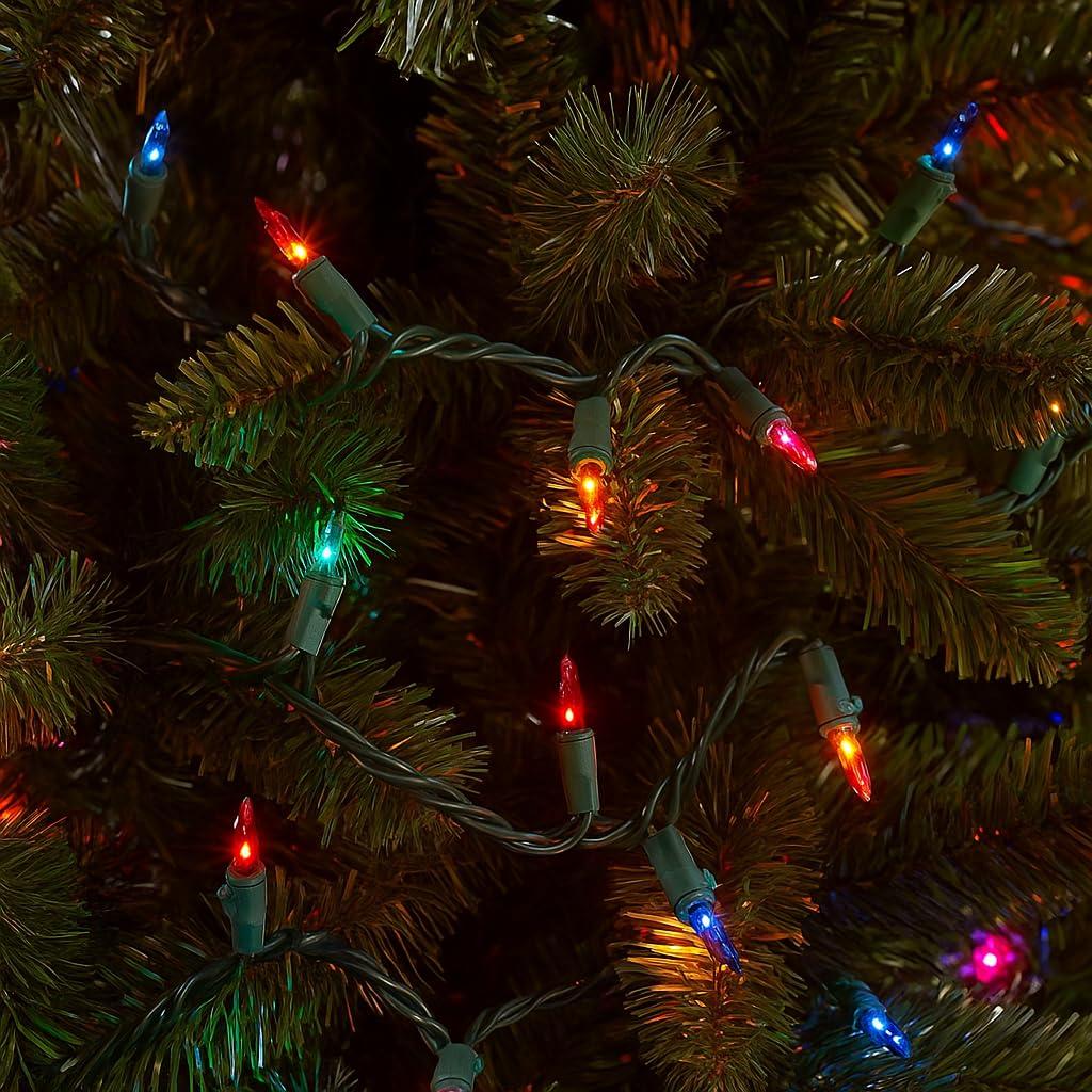 Novelty Lights Novelty Lights 50 Light Multi Christmas Mini String Light Set, Green Wire, Indoor/Outdoor UL Listed, 11' Long