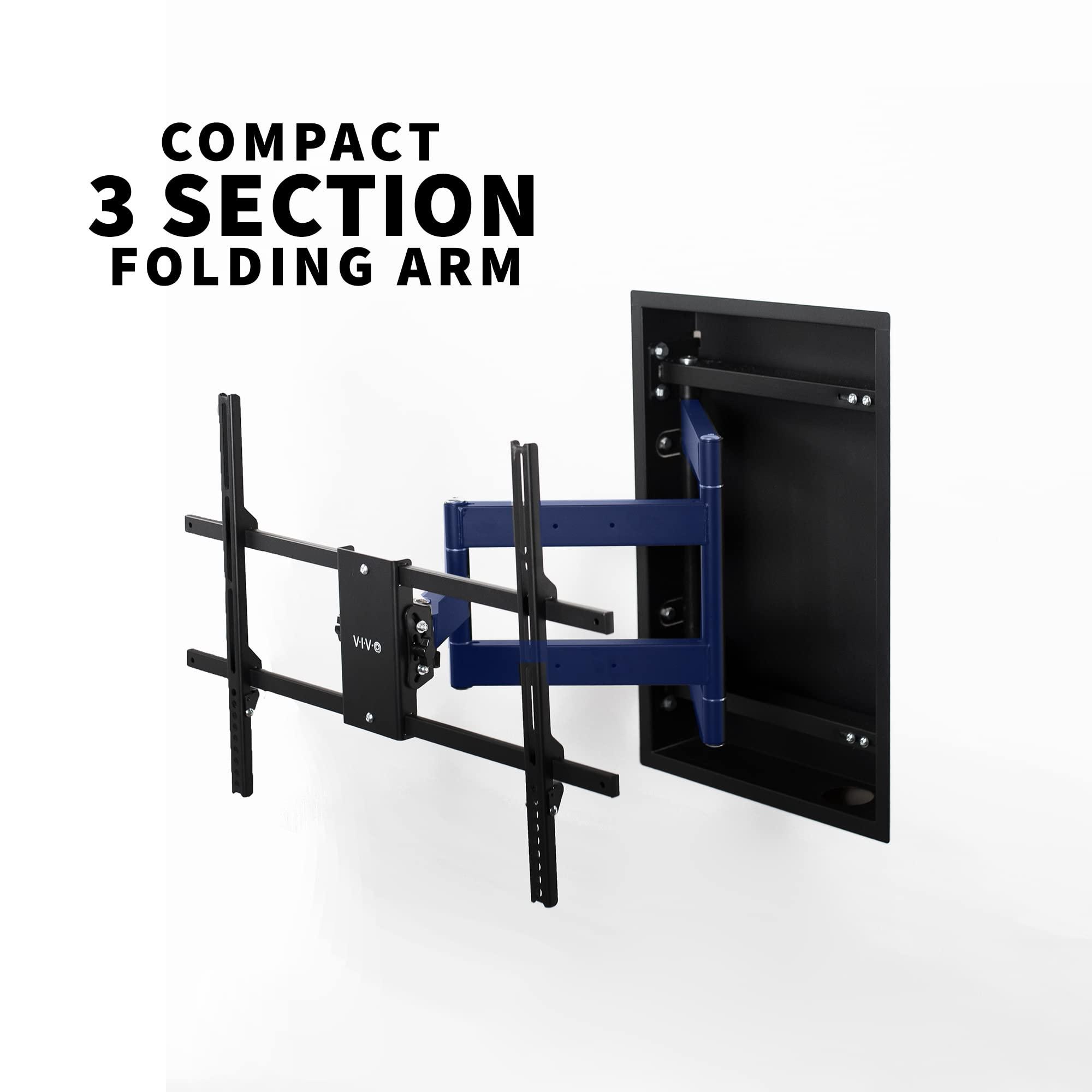 VIVO VIVO Recessed 50 to 75 inch LED LCD TV Wall Mount, Articulating Full Motion in-Wall TV Bracket for Flush Installation, Holds up to 110 lbs, Black, MOUNT-REC01