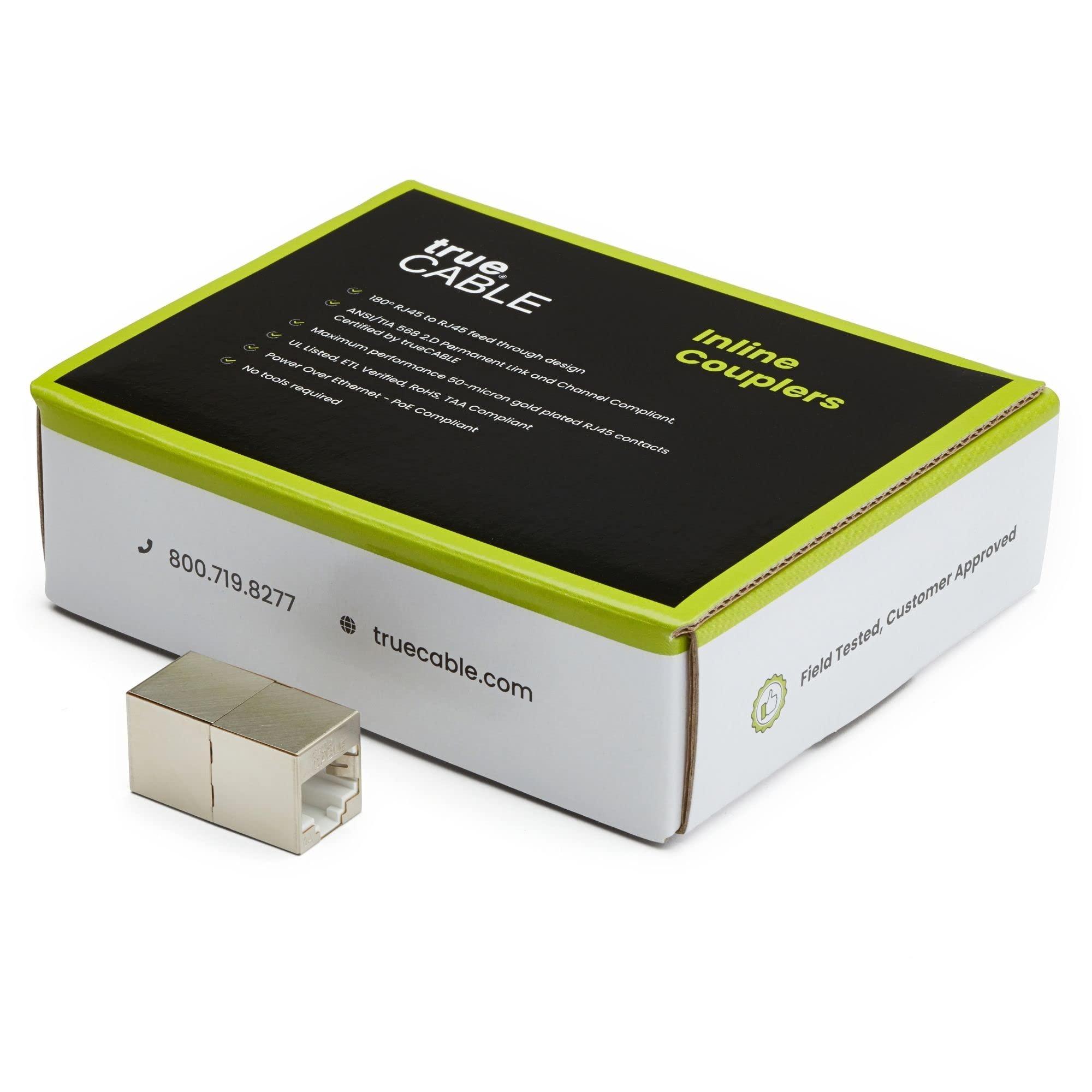 TRUE CABLE TRUE CABLE Shielded Cat6A Inline Coupler, 12 Pack, Female to Female RJ45 Keystone Couplers PoE++ 100W, UL Listed, ETL Verified, ANSI/TIA 568-2.D, 10G Support, TAA & RoHS Compliant