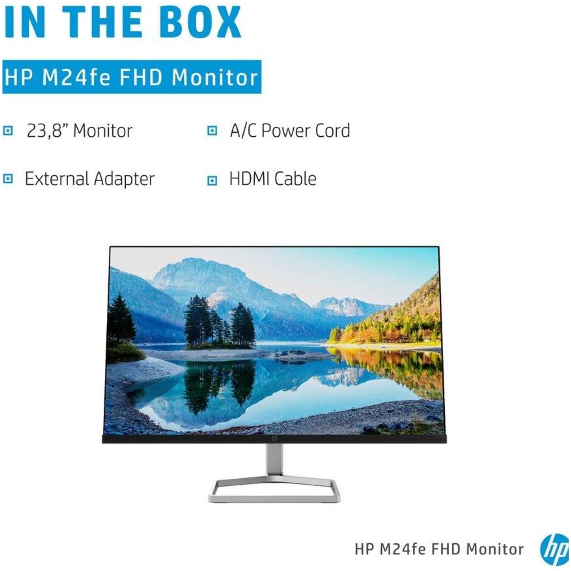 HP HP M24fe FHD Monitor 23.8-inch IPS AMD FreeSync 5ms GtG Response Time Eyesafe Certified On-screen Controls Low Blue Light Mode Anti-Glare, Black (Renewed)