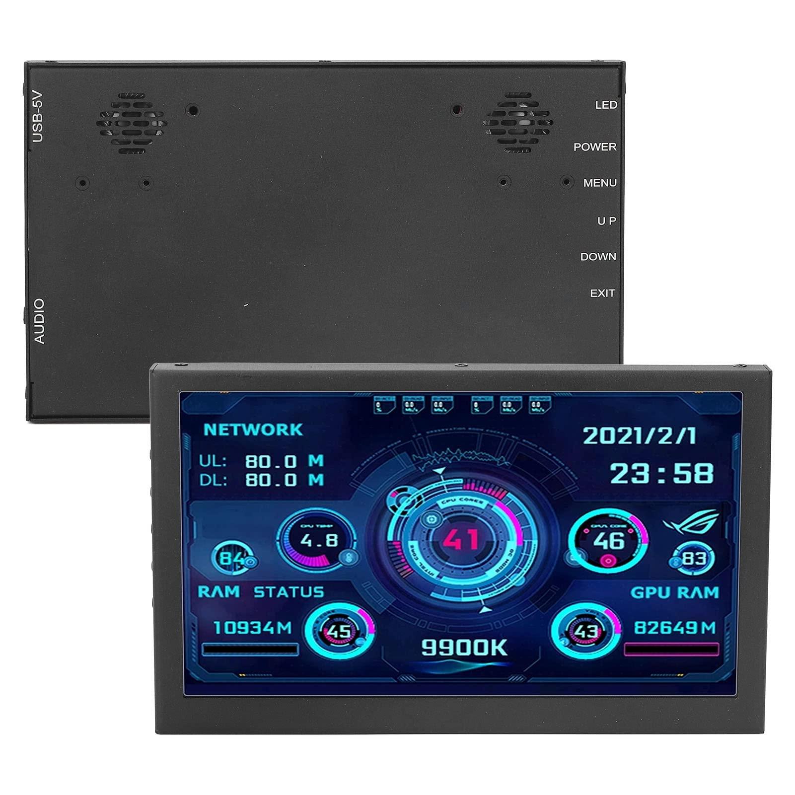 Walfront 7in Computer CPU Hardware Temperature Monitor Dynamic Temperature Secondary Display Screen High Definition for Pc Computer Case