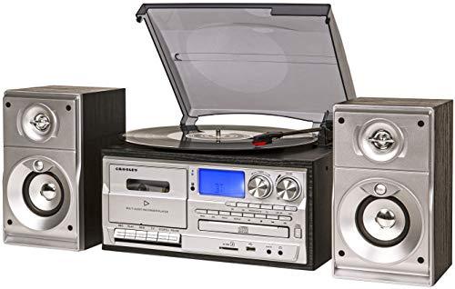 Crosley Crosley CR7014A-BK Eclipse 3-Speed Turntable with Bluetooth, AM/FM Radio, CD/Cassette Player, USB, SD Card Reader, Aux-in