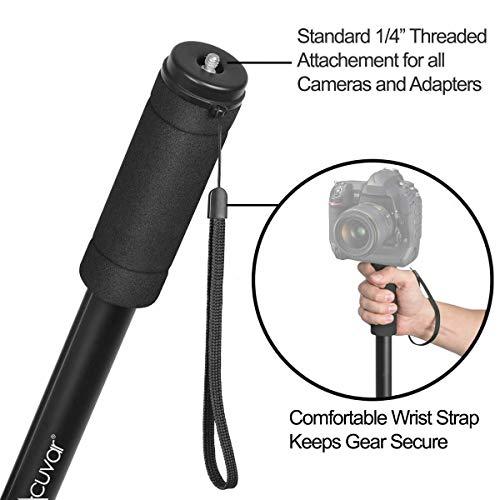 Acuvar Acuvar 62' Inch Monopod with Integrated Safety Strap and 4 Section Extending Pole for All Digital Cameras, DSLR, Mirrorless, Compact Cameras, Camcorders & Cell Phones